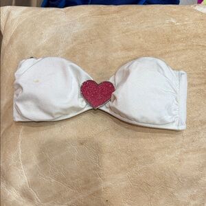 Victoria's Secret White Bikini Top with Red Heart